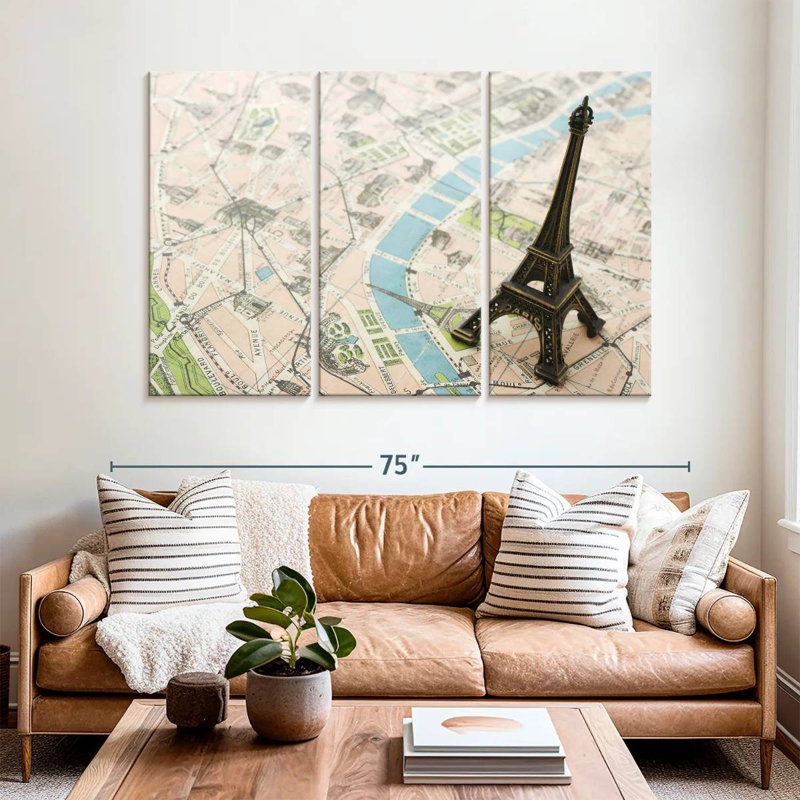 Aliaz Eiffel Tower Paris Map, 42" H x 65" W