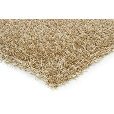 Heston Authentic Hand Woven Handmade Cream Modern Abstract Polyester Shag Area Rug