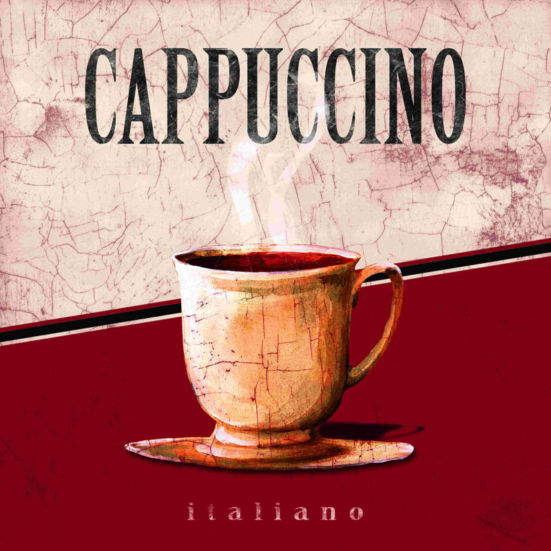 Café italien - impression sur toile tendue, L 12 po x H 12 po