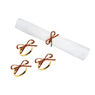 Red Ribbon Napkin Ring Set of 4