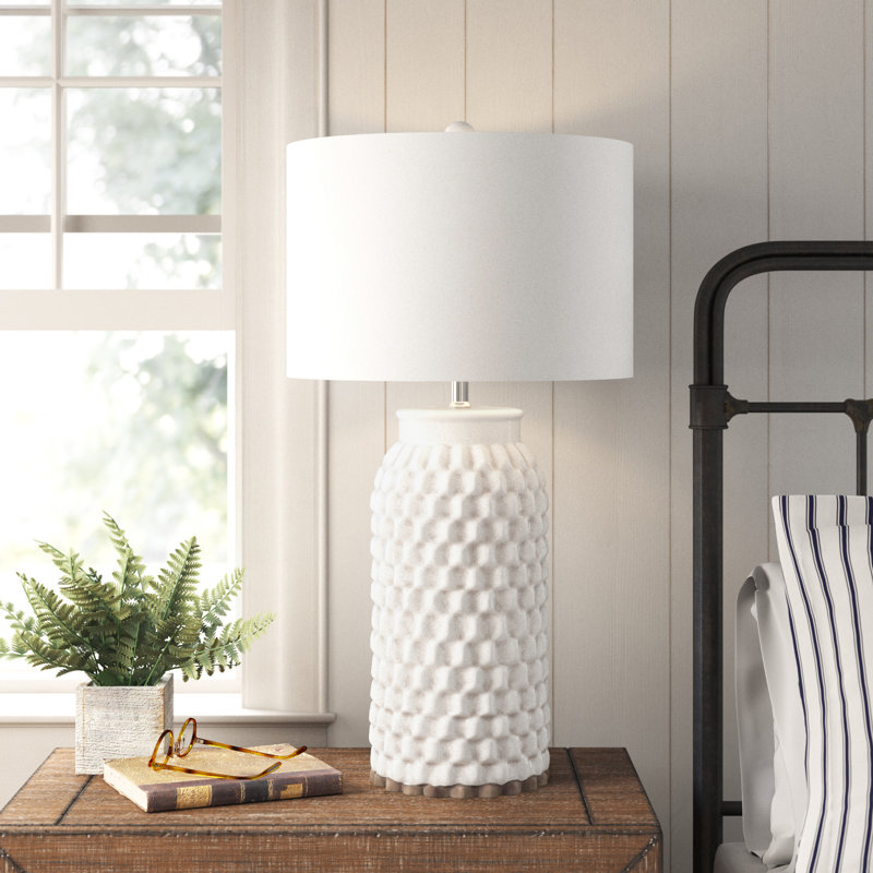 Cream Crackle Ceramic Table Lamp with Linen Shade