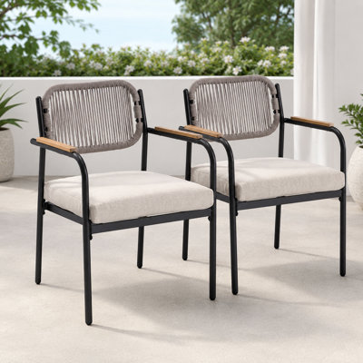 Cassulis Outdoor Dining Chairs Set of 2, Patio Dining Chairs with Removable Cushions