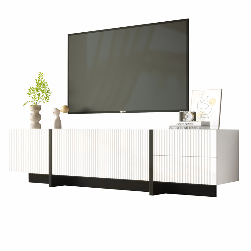 Bartron Tv Cabinet For Tvs Up To 85", White / Black