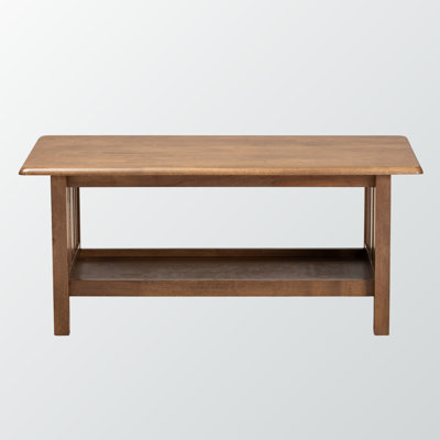 Convene Traditional Transitional Mission Style Walnut Brown Finished Rectangular Wood Coffee Table