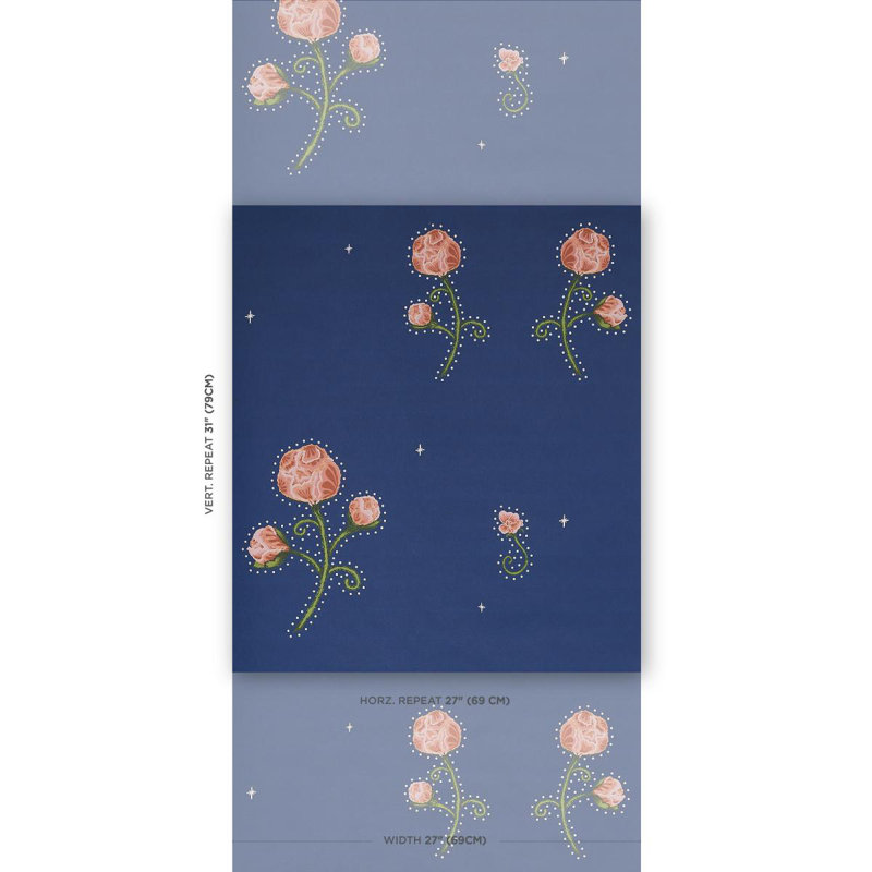 Schumacher x Backdrop Rhinestone Cowboy Wallpaper, Clean Blue