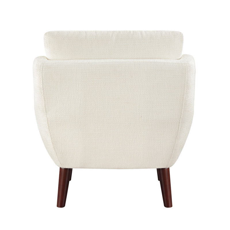 Chaise d'appoint en chenille beige avec pieds en bois massif et coussins réversibles, Beige Foam Padding