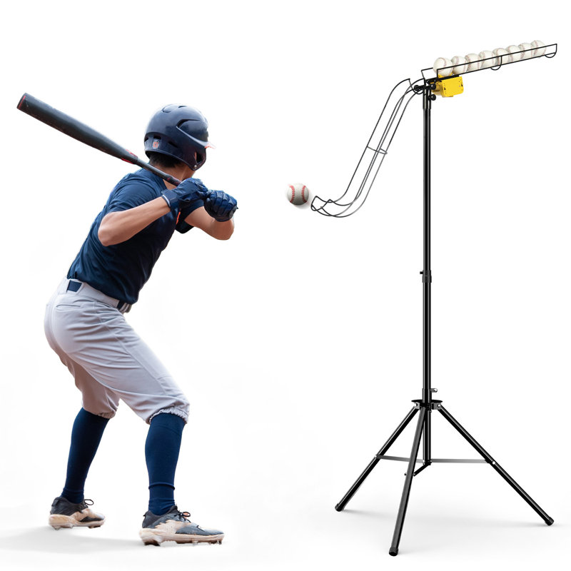 Machine de lancer de baseball électrique | Hauteur réglable (52 à 79 po) et alimentation automatique à 8 boules | Minuterie à 3 vitesses (6/8 / 10S) Machines à tanger | Entraîneur portatif pour la pratique des frappes au frappeur