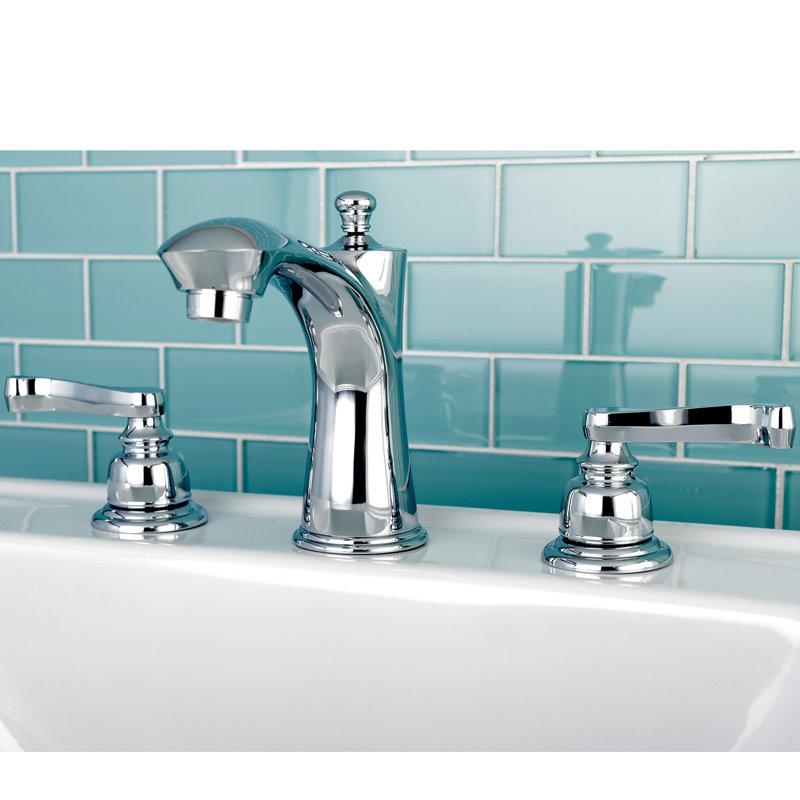 Kingston Brass Royale Two-Handle 3-Hole Deck Mount Widespread Bathroom Faucet with Retail Pop-Up Drain, Chrome
