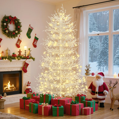 Sapin de Noël artificiel 6 pi avec 420 lumières DEL jaune chaud pré-éclairées Aspen