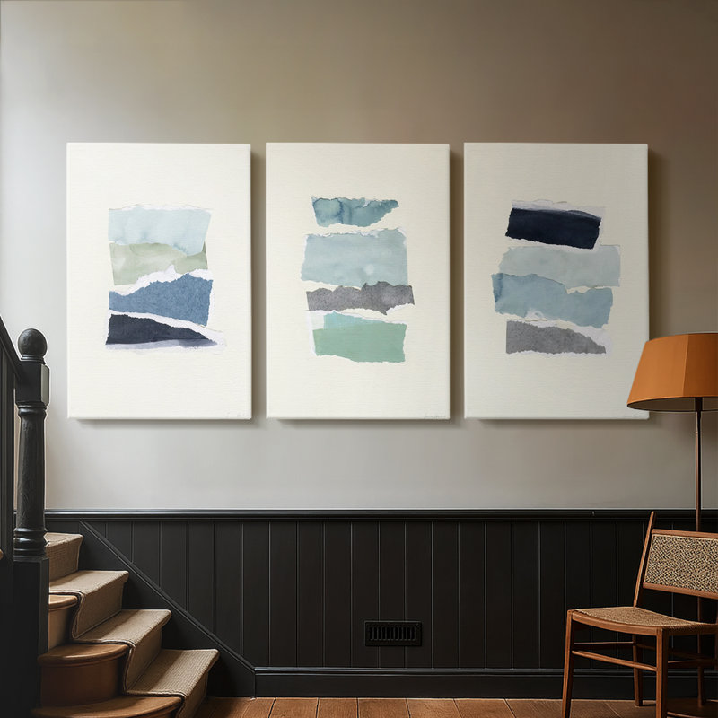 Seaside Colour Study I  -Custom Wrapped Gallery Canvas - 3 Pieces, 12" H x 24" W