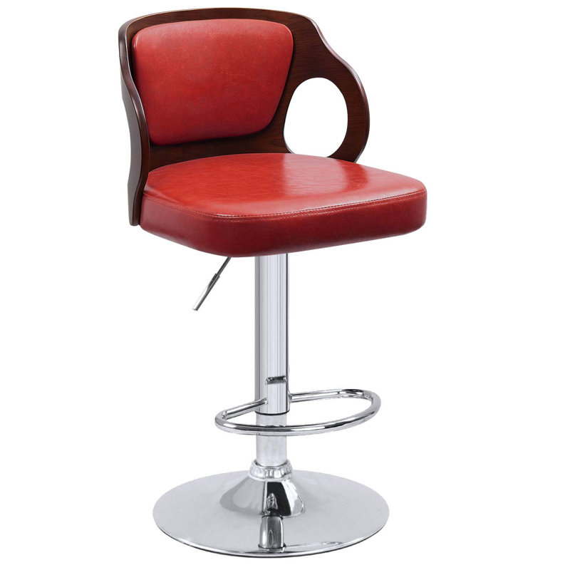 Tabouret pivotant en cuir synthétique à 360 ° Hartung, Rouge, 1