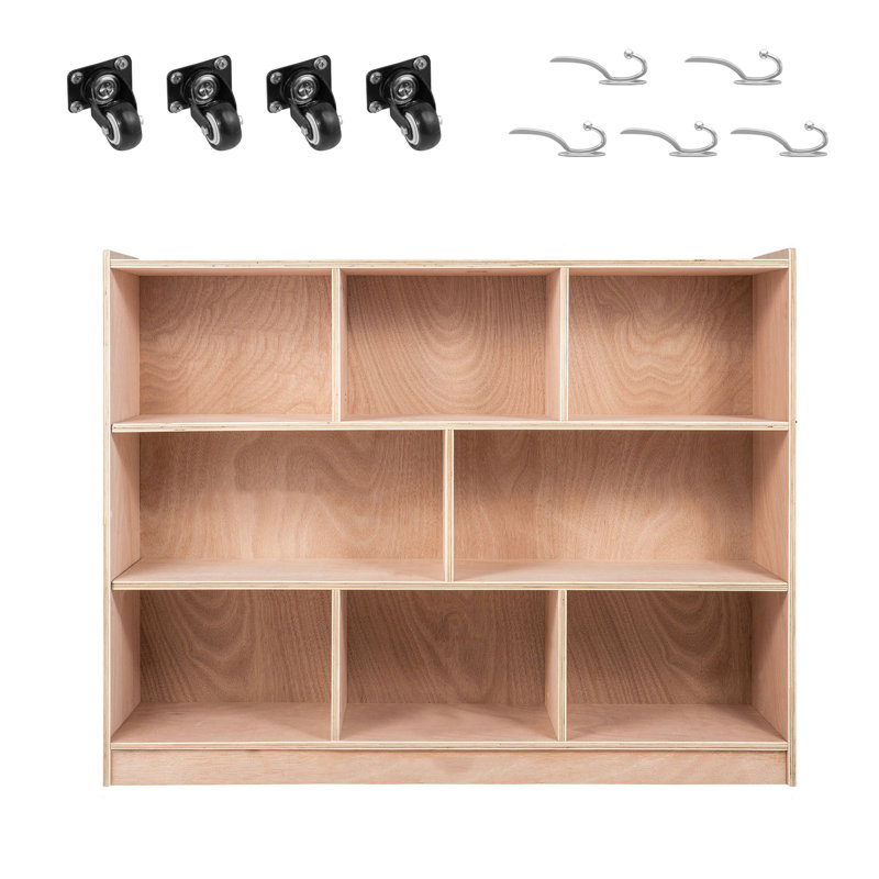 Armoire de rangement à 8 sections pour la classe, tablettes de contreplaqué de 36 pouces de hauteur avec rangement pour enfants d'âge préscolaire et livres