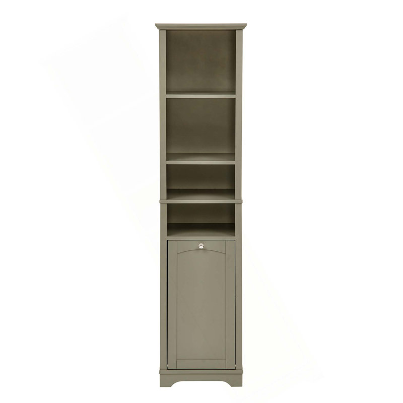 Cabine de rangement de 64 po de hauteur avec 4 tablettes réglables et rangement pour panier à linge, Gris