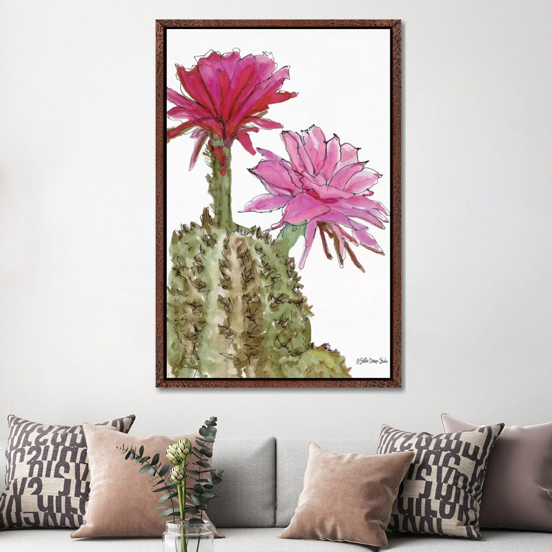 Cactus Flower II 1 Piece Wall Art on Canvas, 152.4cm H x 101.6cm W, Classic Wood Floater Frame