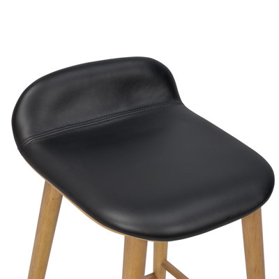 26" H Solid Wood Genuine Leather Counter Stool