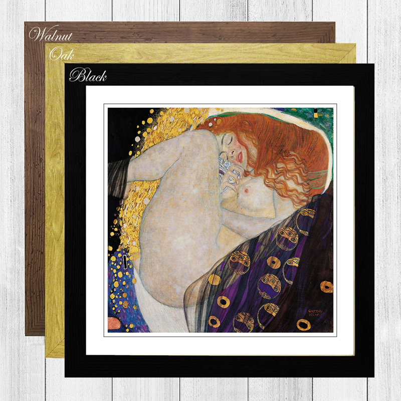 Danae by Gustav Klimt - Framed Print, Oak