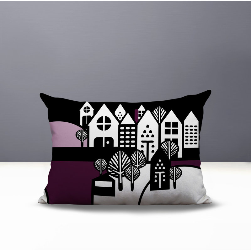 Oreiller rectangulaire réversible intérieur / extérieur Hansen, Rectangle H 14 po x l 20 po, Mauve
