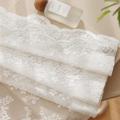Retro Lace Curtains, 84 Inches In Length, In Two Pieces, Romantic And Elegant Semi-Transparent Thick Lace Curtains With Floral Patterns, Suitable For Living Rooms And Bedrooms. Each Piece Measures 55 Inches Wide By 84 Inches Long. White.