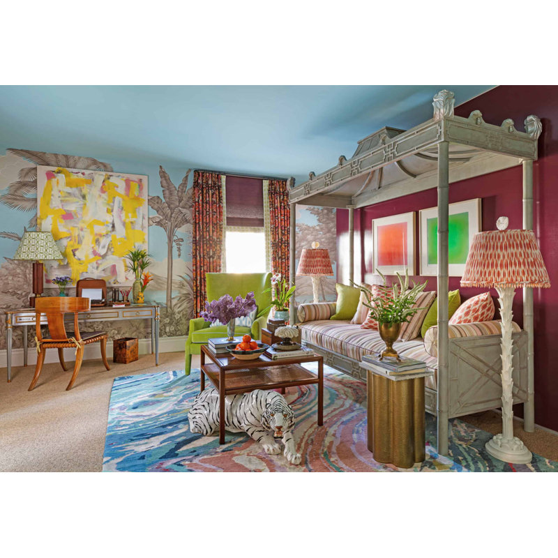 Hand Knotted Abstract Area Rug in Aqua/Silver/Plum, Runner 3' x 12'