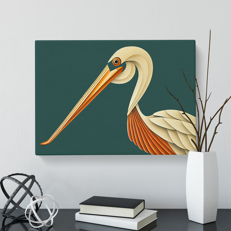 Pelican Art Deco Abstract - Wrapped Canvas, 50cm H x 76cm W