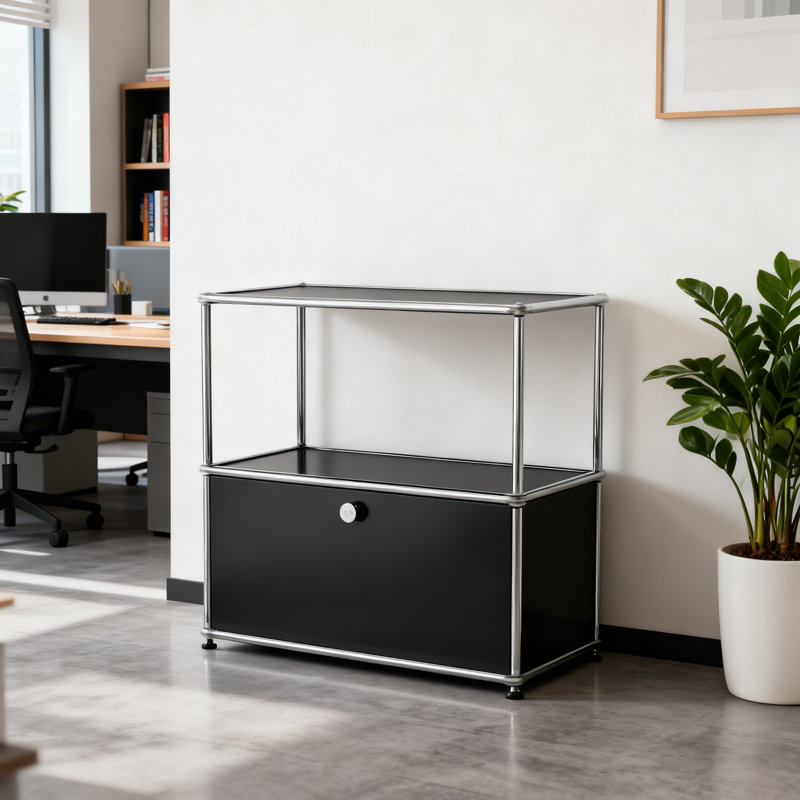Modern Modular Metal Storage Cabinet with Adjustable Shelves, Multipurpose Office Storage Organizer with Soft-Close Doors, Heavy-Duty Steel Cabinet for Home Office, Living Room, Entryway or Kitchen