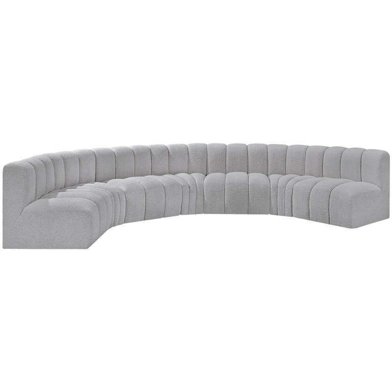 Canapé et chaise rembourrés Hisa, Tissu gris bouclé