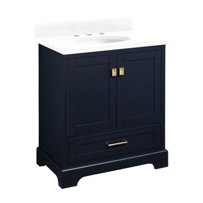 Quen 30" Freestanding Single Basin Vanity Set with Cabinet, Vanity Top, and Oval Undermount Sink
