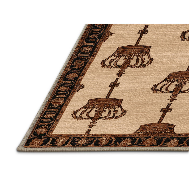 Tapis brun français lavable à la machine, Carré 5 pi