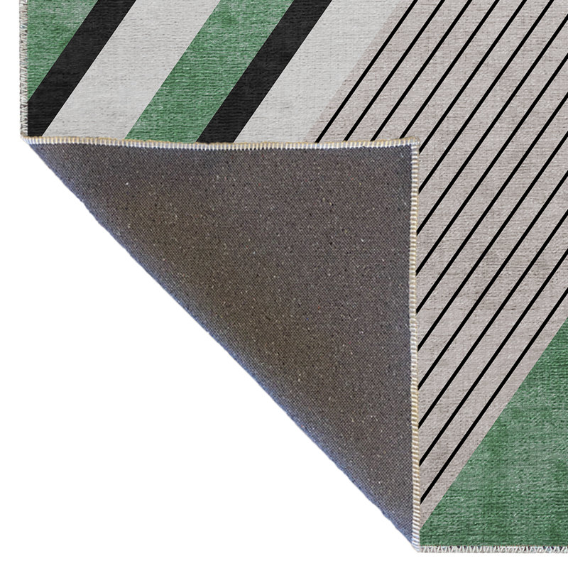 Tapis décoratif vert et gris, Rectangle 4 pi 11 po x 7 pi 6 po
