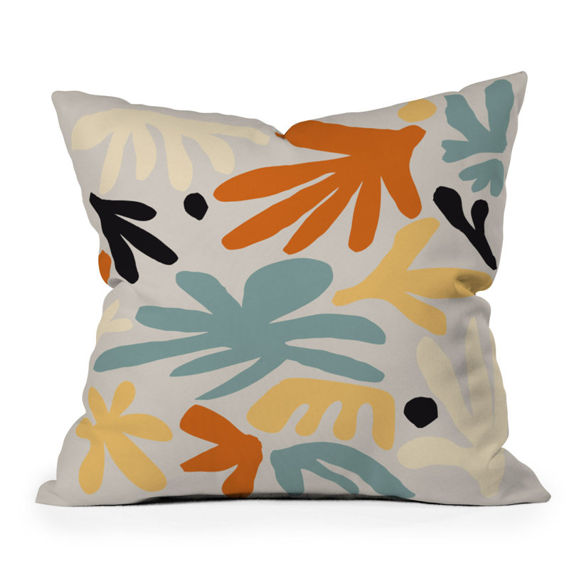  Coussin décoratif floral intérieur / extérieur en polyester, 16 po x 16 po