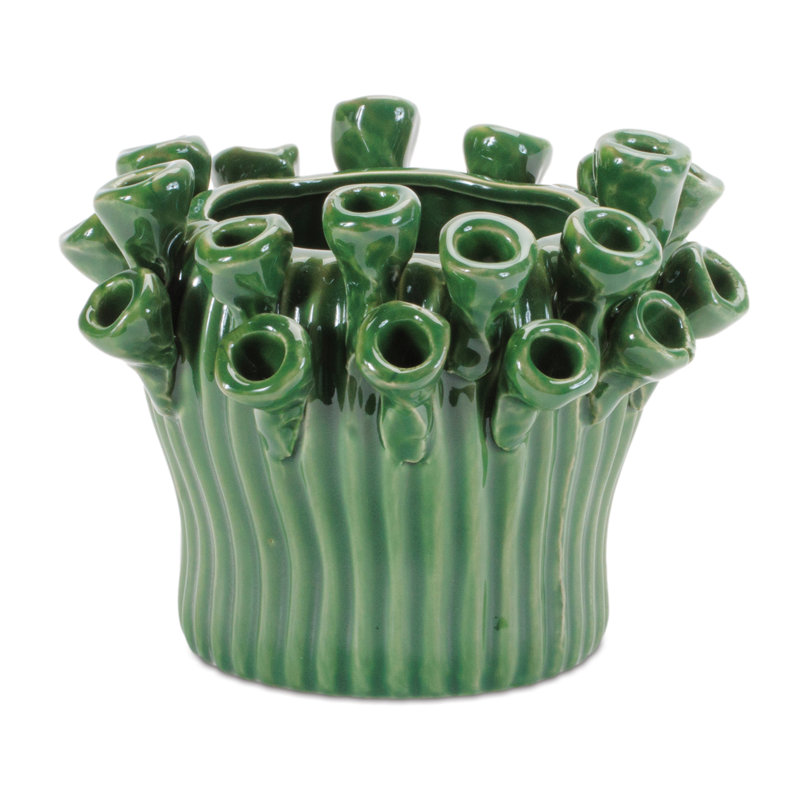 Vase en grès avec accents floraux