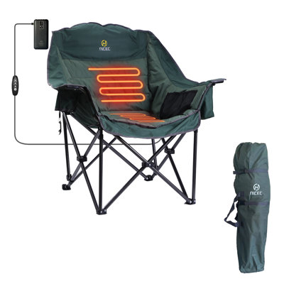 XL Heated Camping Chair, Oversized Padded Outdoor Chair with Cooler, Cupholder & Carry Bag (1 Pack) by Arlmont & Co.