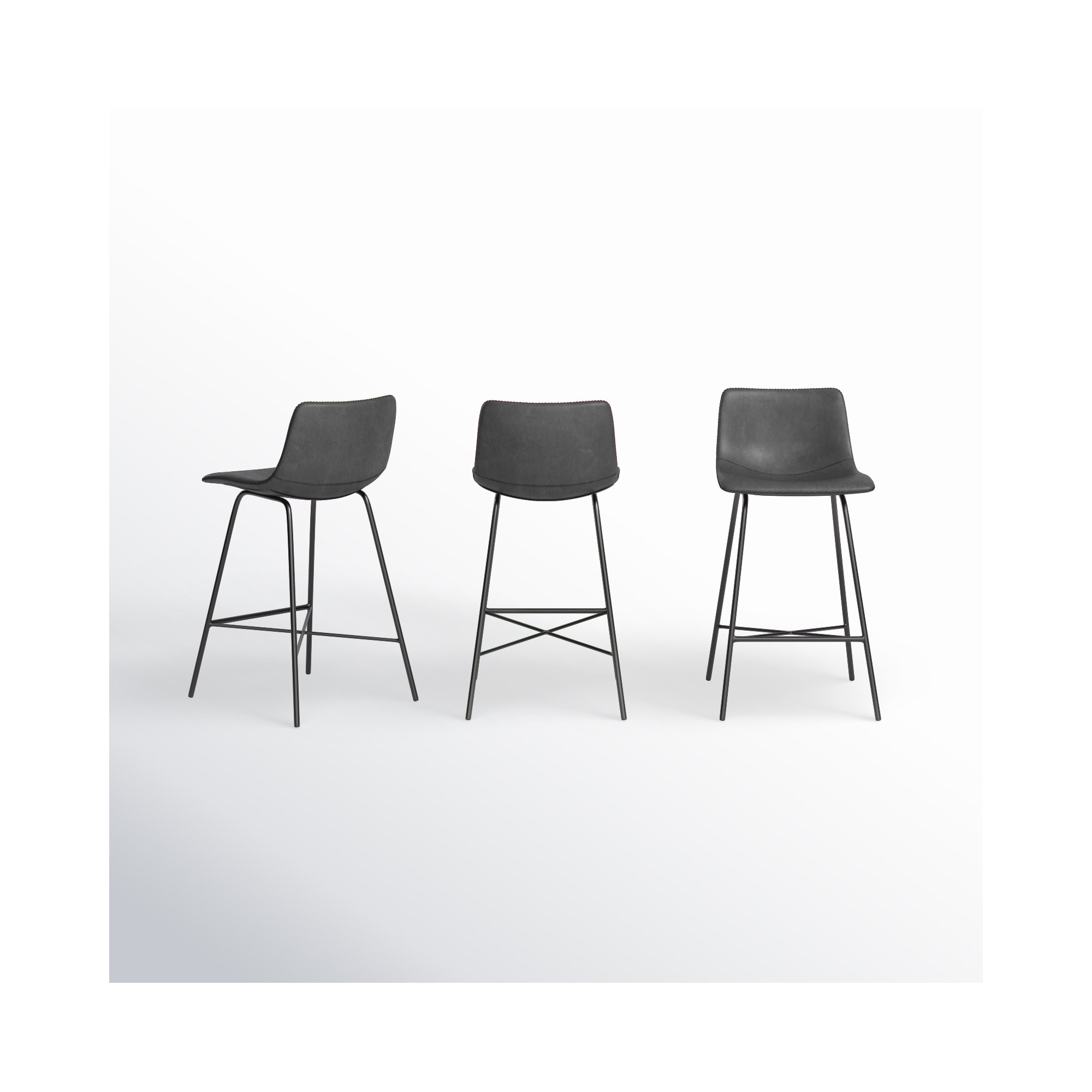 Paxton Leatherette Stool, Dark Gray