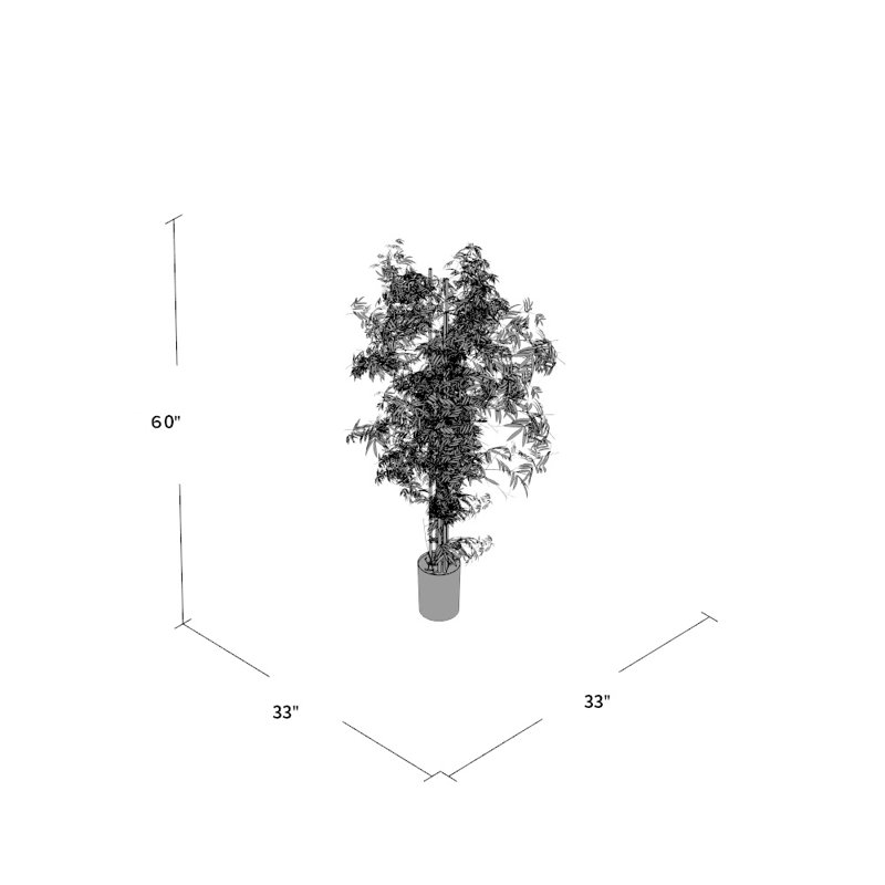 Arbre de bambou artificiel en pot, H 60 po x l 33 po x P 33 po