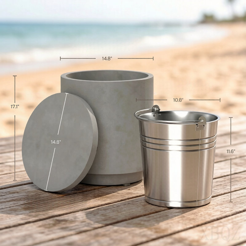 Boîte de rangement portable, glacière de piscine, table d'appoint de refroidisseur, table de balcon moderne