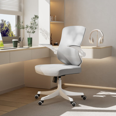 Office Chair, Ergonomic Comfort Home Desk Chair, Mid Back Gaming Chair with Wheels, Adjustable Height, Lumbar Support, Flip-up Armrest