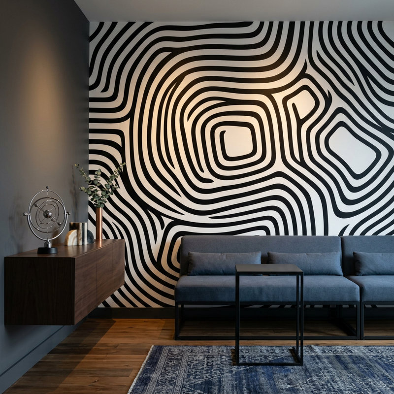 White Background Wallpaper Topographic Map Removable Wall Decor, Textured Non-Pasted, 200"x120"