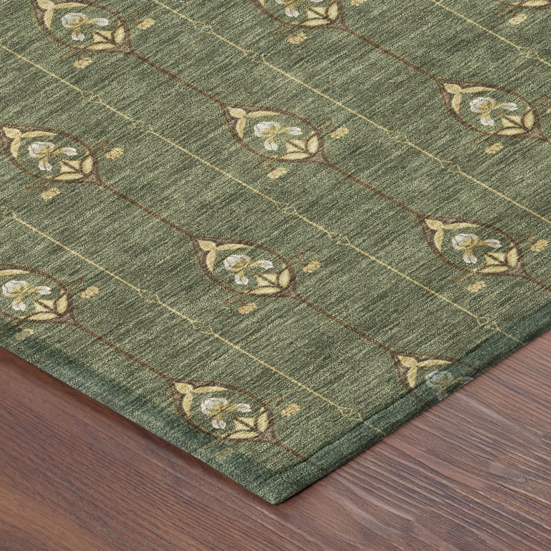 Machine Washable Indoor/Outdoor Chantille ACN2691 Kids Rug, 10' x 14', Olive