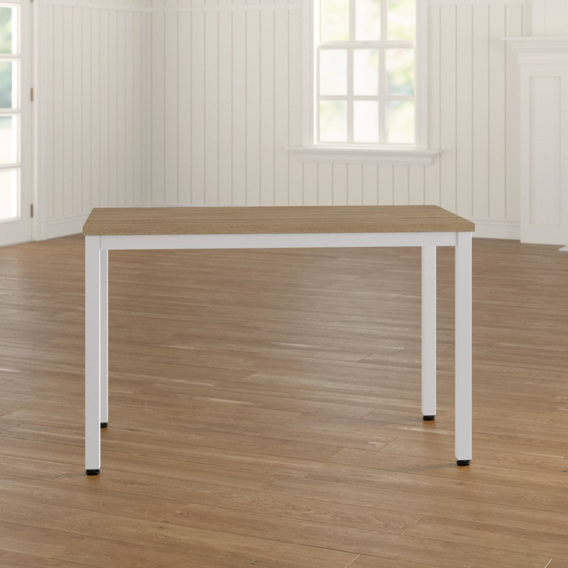 Hedgevale Metal Base Writing Desk, Wooden Grain/White