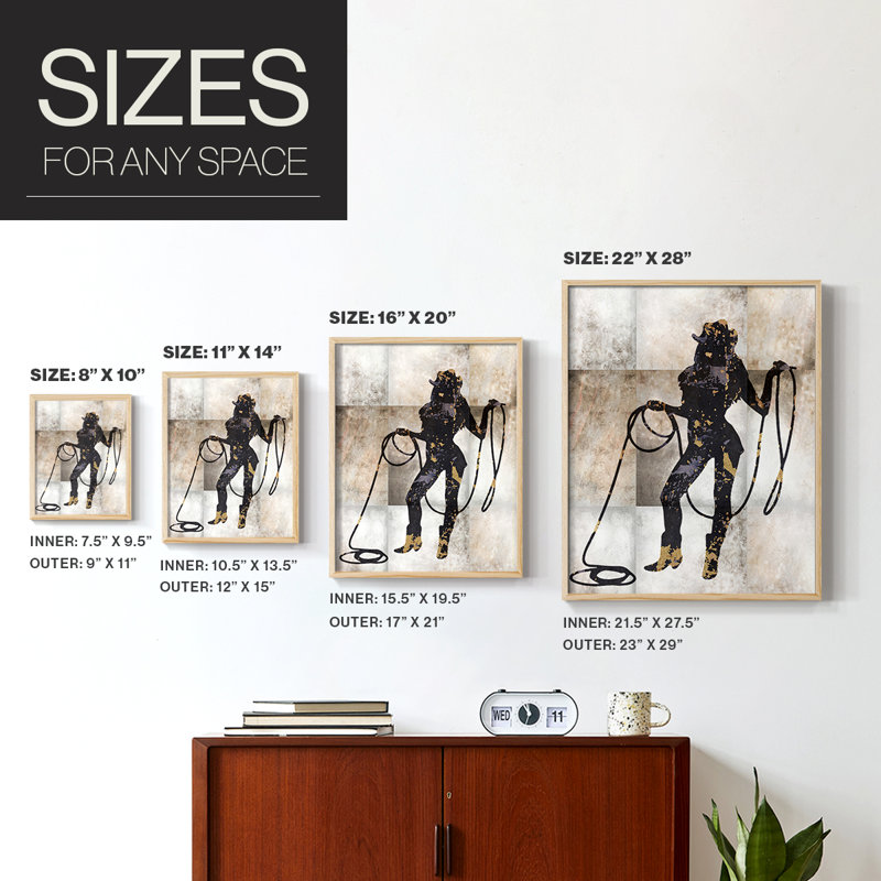 Cowgirl III Framed Print - Solid Wood, Natural, 15" H x 12" W