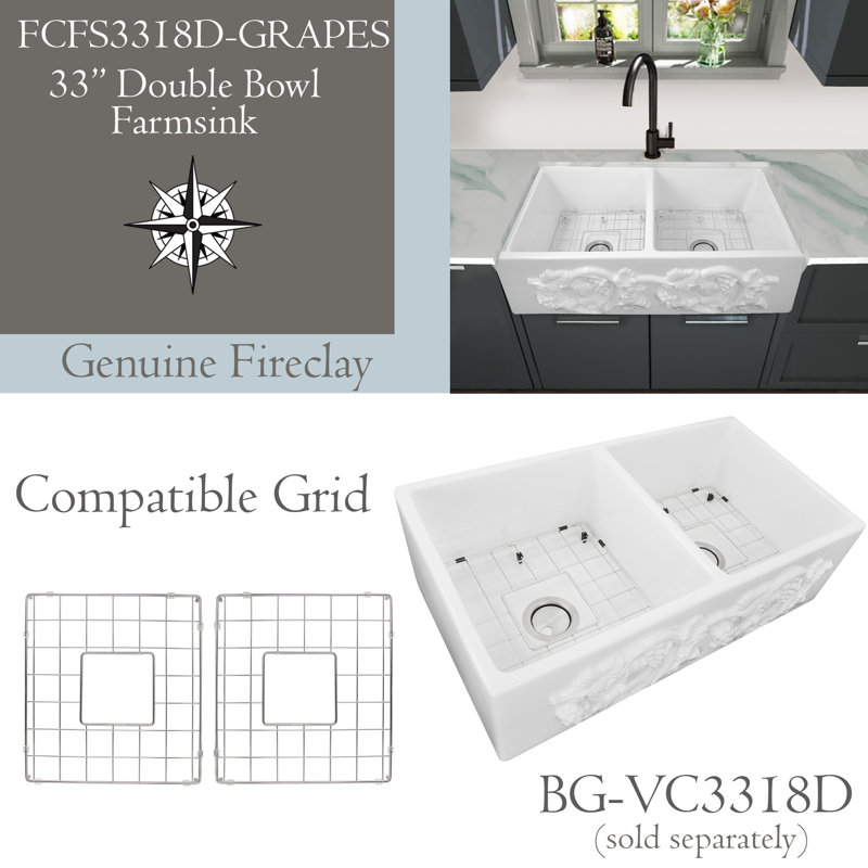 Vineyard 33'' L Double Basin Kitchen Sink