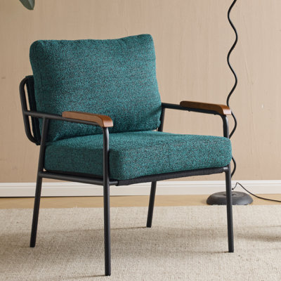 Lemley Linen Upholstered Armchair with Wood Arms