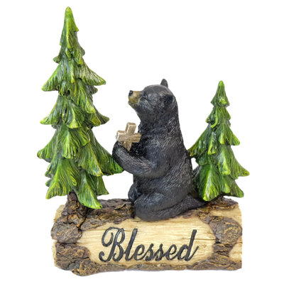 Polyresin Blessed Black Bear Praying Figurine