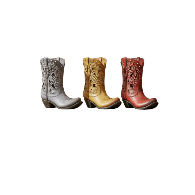 Western Boot Hollowed Scroll Decor Set of 3