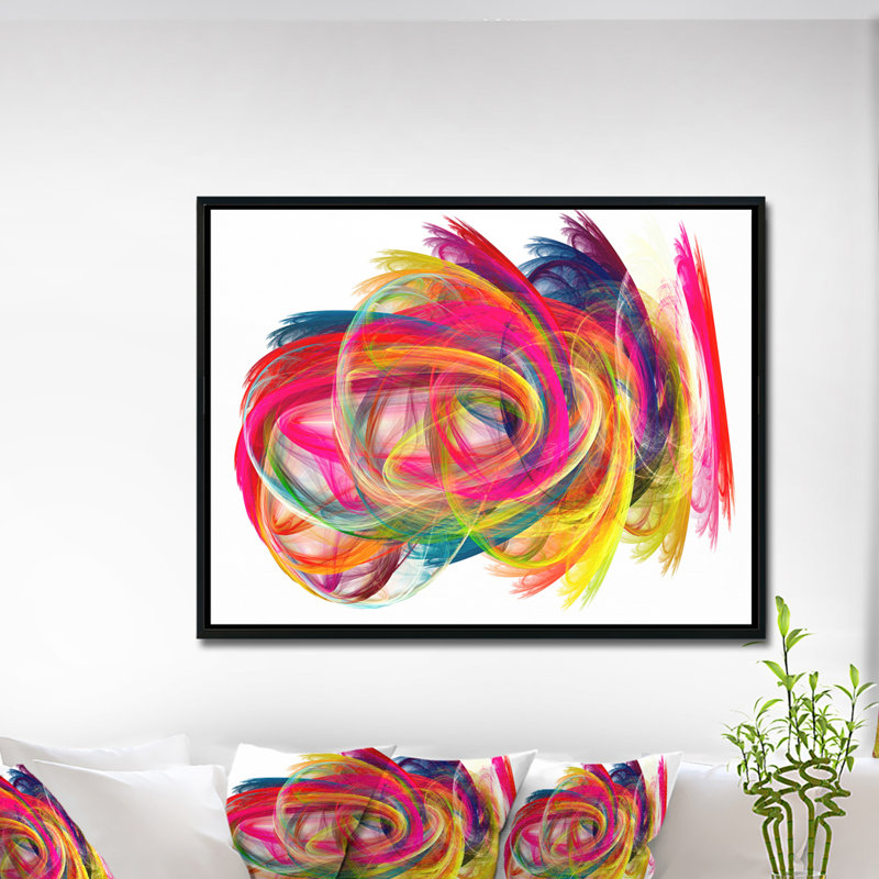 Corwin Colorful Thick Strokes - Abstract Cerclel Wall Art, H 30 po x l 40 po x P 1,5 po, Toile avec cadre flottant