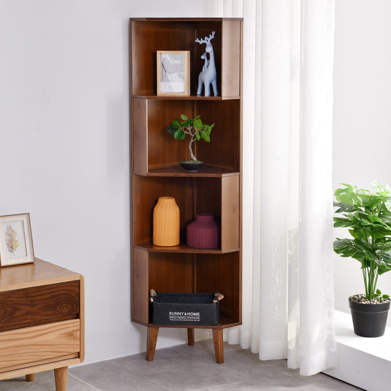 Esma Corner Bookcase, (4 Shelves) 148.6cm H x 35.1cm W x 35.1cm D
