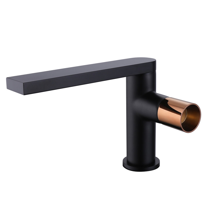 Robinet de lavabo pour salle de bain à poignée simple - monotrou - laiton massif, Noir