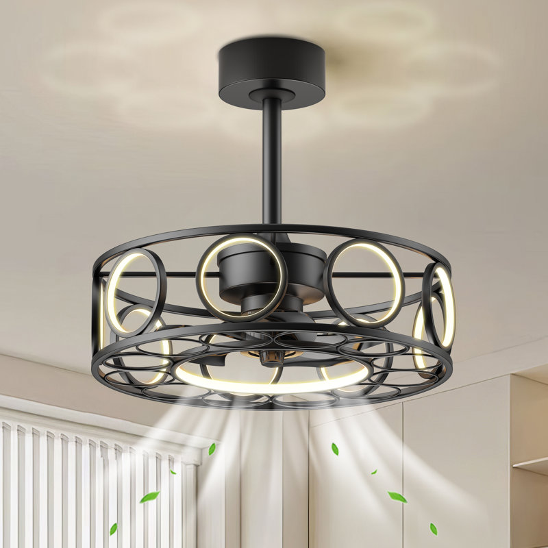 Caged Ceiling Fans With Lights Remote Control, Small Farmhouse Ceiling Fans With Light 3 Color Temperature
