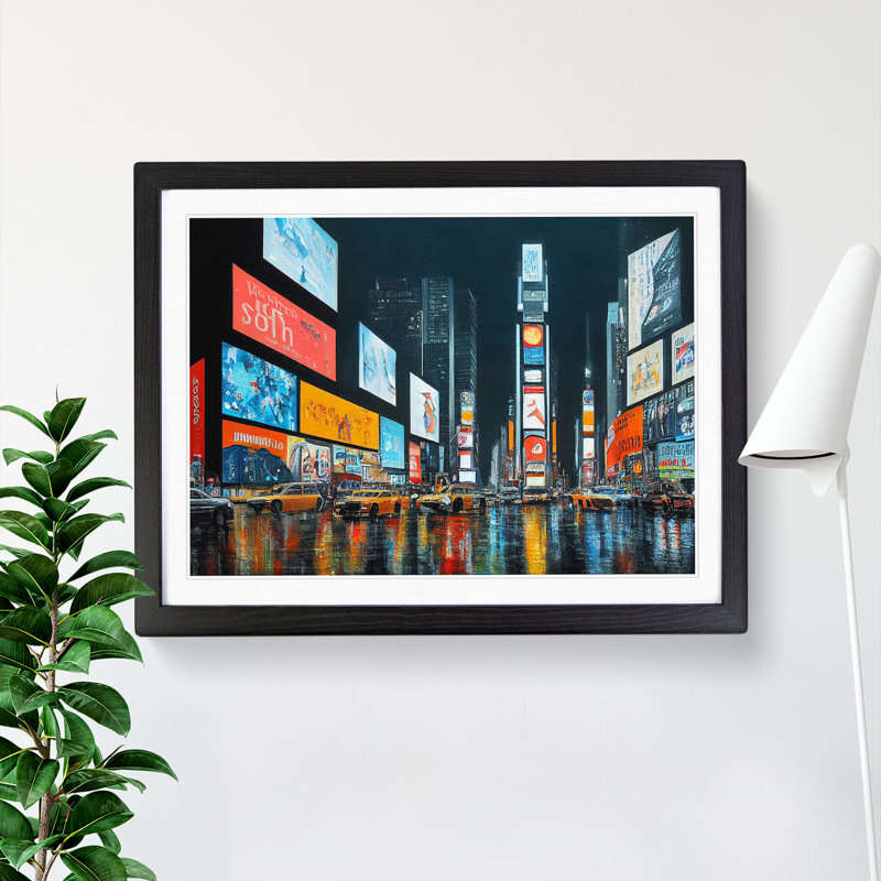 Times Square Vol.5 1 Piece Single Picture Frame Wall Art, 34cm H x 46cm W x 2cm D, Black Framed