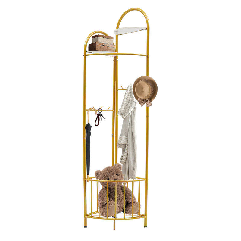 Kamare Metal Freestanding 6 - Hook Coat Rack, Gold